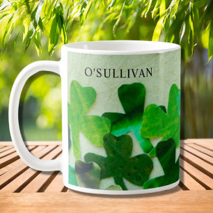 Grönt Shamrock Irish Custom Name Kaffemugg