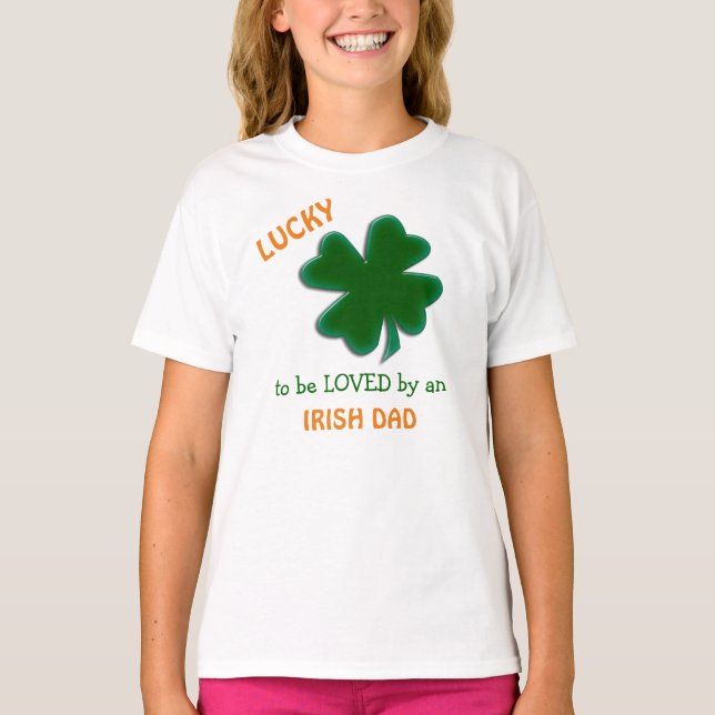 Grönt Shamrock Irish Pappa Kärlek Kids Shirt T Shirt (Framsida)