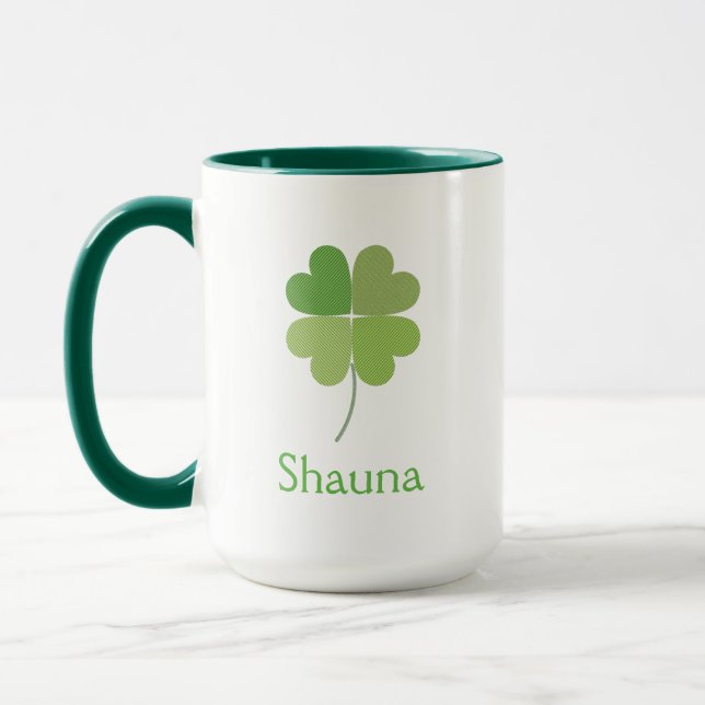 Grönt Shamrock Irish Personlig Drinking Mugg (Vänster)