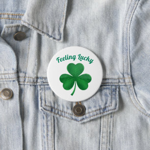 Grönt Shamrock Känner mig Lucky St. Patrick's Day  Knapp