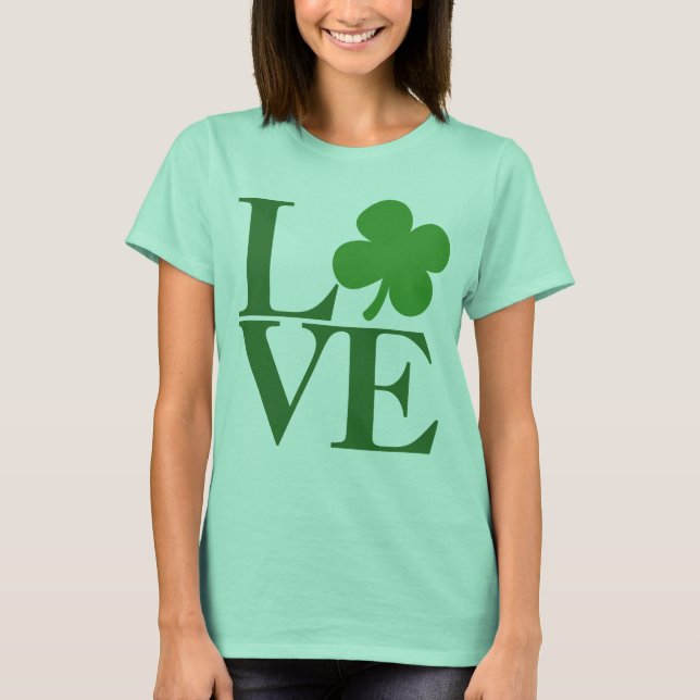 Grönt Shamrock Kärlek St patricks day Womens Tee (Framsida)