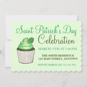 Grönt Shamrock Klöver Cuppie St. Patrick's Day Inbjudningar