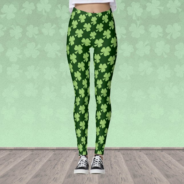 Grönt Shamrock Klöver Polka dots St. Patrick's Day Leggings (Skapare uppladdad)