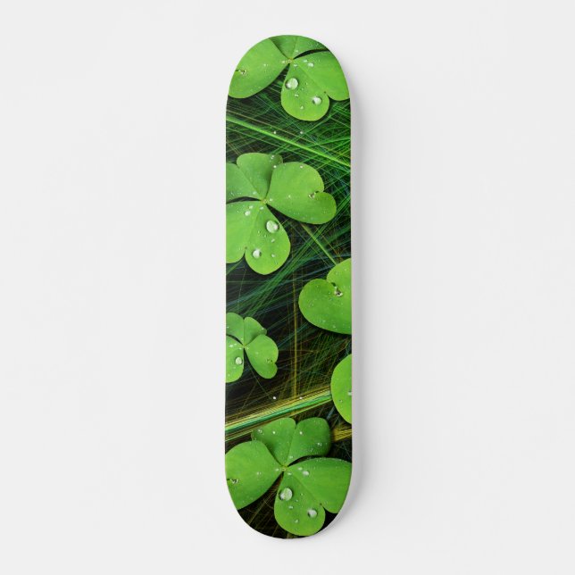 Grönt Shamrock Klöver St patrick's day Skateboard (Framsida)