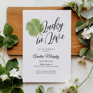 Grönt Shamrock Lucky i Kärlek Möhippa Inbjudningar