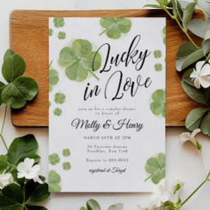 Grönt Shamrock Lucky i Kärlek Par Möhippa Inbjudningar
