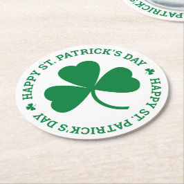 Grönt Shamrock Lycklig St. Patrick's Day Party Underlägg Papper Rund