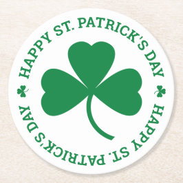 Grönt Shamrock Lycklig St. Patrick's Day Party Underlägg Papper Rund
