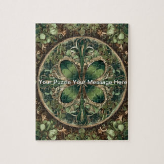 Grönt Shamrock Mandala Pussel