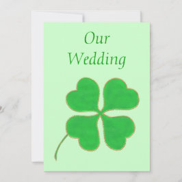Grönt Shamrock med guld-punkter, bröllopsinbjudan Inbjudningar