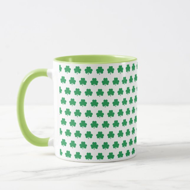 Grönt Shamrock Mönster Irish St patricks day Mugg (Vänster)