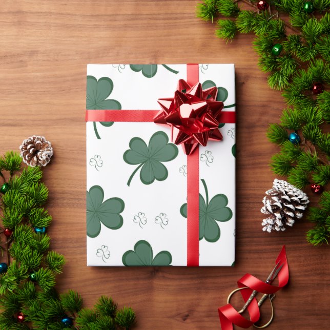 Grönt Shamrock Mönster St patrick's day Klöver Presentpapper (Julgåva)