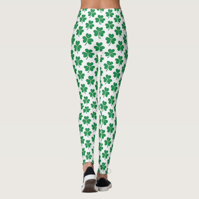 Grönt Shamrock mönster St patrick's day Leggings (Baksida)