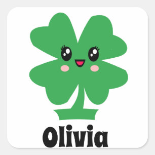 Grönt Shamrock Namn Sticker Fyrkantigt Klistermärke