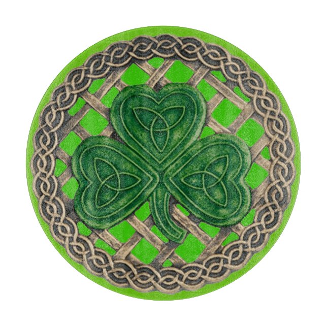 Grönt Shamrock on Celtic Knosting cinter board (Framsidan)