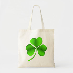 Grönt Shamrock on White-substans Tygkasse