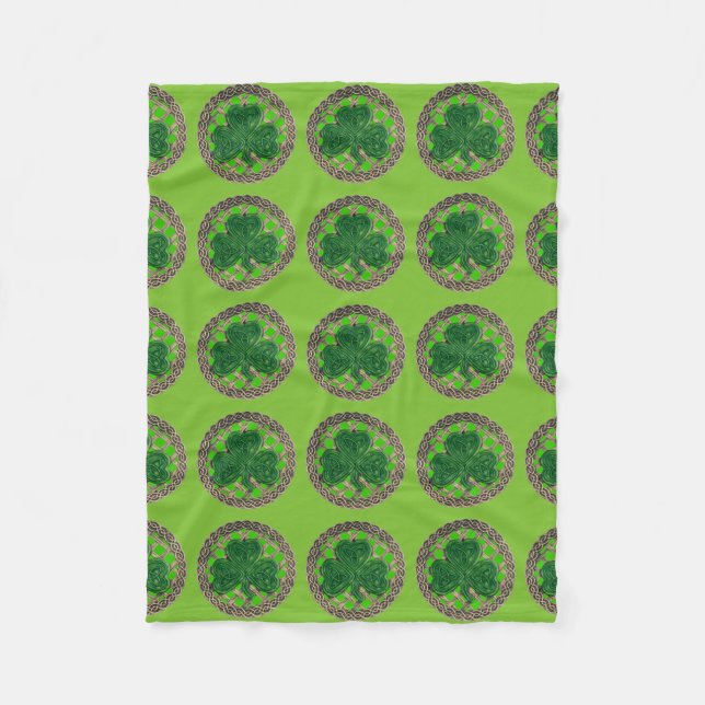 Grönt Shamrock på Celtic Knots Fleece Blanket (Framsidan)
