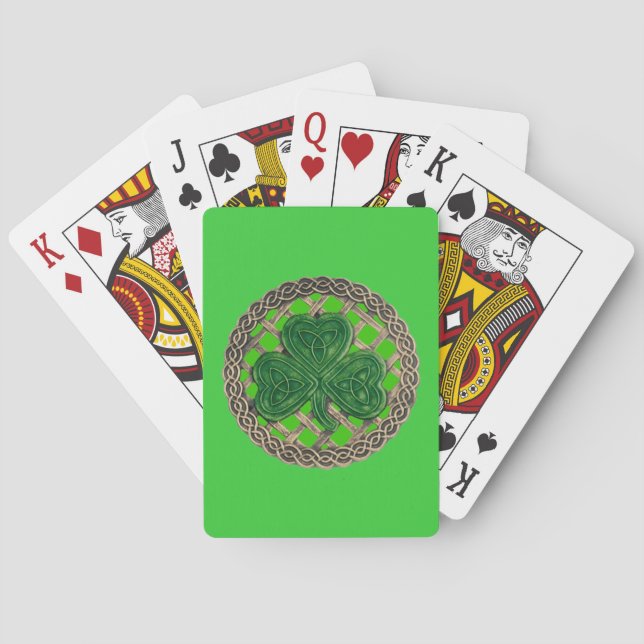 Grönt Shamrock på de keltiska knoppkort Kortlek (Baksidan)