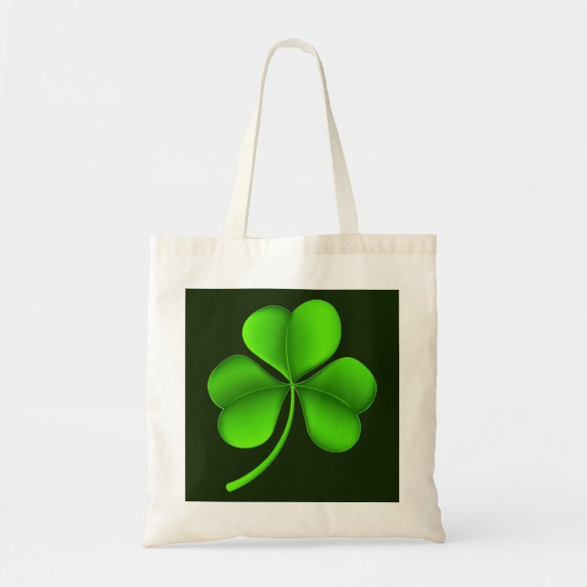 Grönt Shamrock på Mörk grönt innehåll Tygkasse (Framsidan)