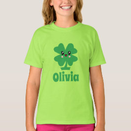 Grönt Shamrock Personlig Namn T-Shirt