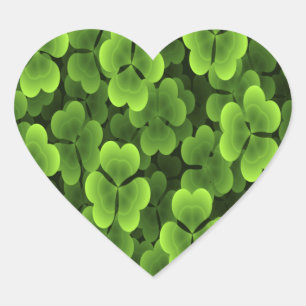 Grönt Shamrock Plant Mönster Hjärtformat Klistermärke