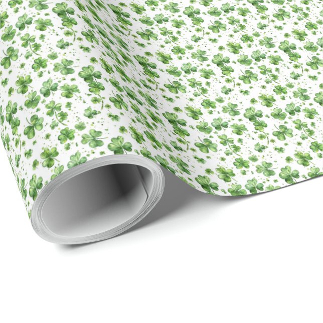 Grönt Shamrock Presentpapper Irlandsk (Rullad Hörn)