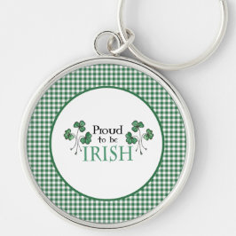 Grönt Shamrock Proud to Irish Round Keychain Rund Silverfärgad Nyckelring