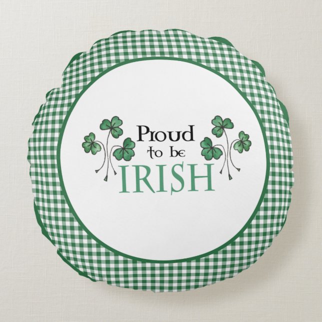 Grönt Shamrock Proud to Irish Round Pillow Rund Kudde (Framsidan)