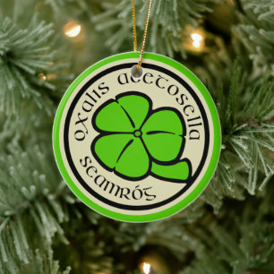 Grönt Shamrock Saint patrick's day Blommigt Art Julgransprydnad Keramik