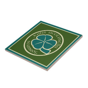 Grönt Shamrock Saint patrick's day Blommigt Art Kakelplatta