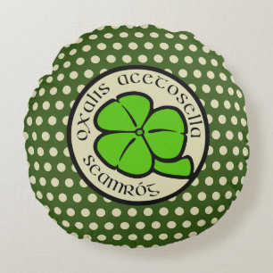 Grönt Shamrock Saint patrick's day Blommigt Art Rund Kudde