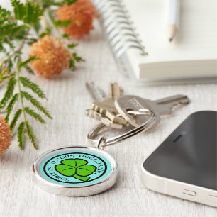 Grönt Shamrock Saint patrick's day Blommigt Art Rund Silverfärgad Nyckelring
