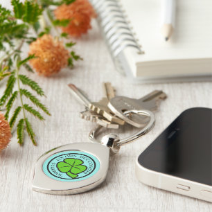 Grönt Shamrock Saint patrick's day Blommigt Art Swirl Silverfärgad Nyckelring