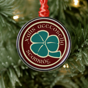 Grönt Shamrock Saint patrick's day Blommigt Graphi Julgransprydnad Metall