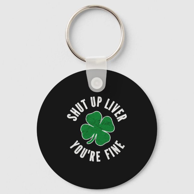 Grönt Shamrock - St Patric Day CloUp Liver Nyckelring (Framsida)
