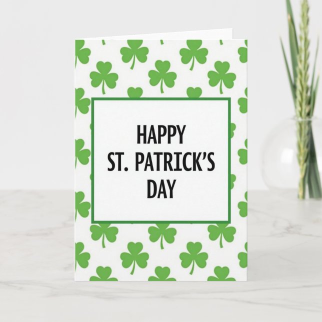 Grönt Shamrock St Patricks Dag-kort Kort (Framsida)