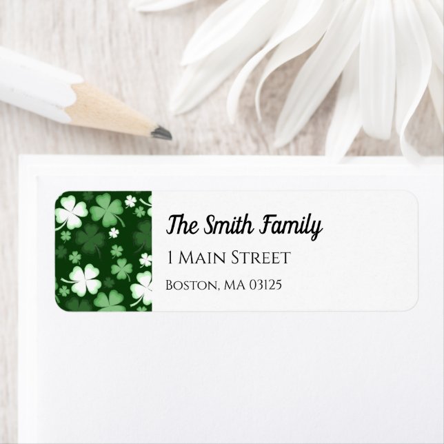 Grönt Shamrock, St. Patrick's Day Adress Returadress Etikett (Insitu)
