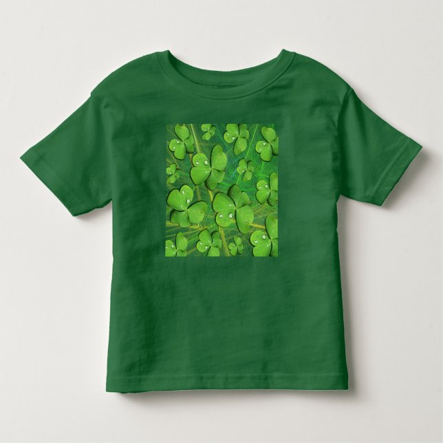 Grönt Shamrock St patrick's day Barn T-Shirt (Framsida)