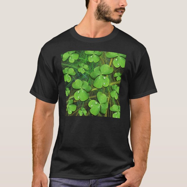 Grönt Shamrock St patrick's day Basic Mörk T-Shirt (Framsida)