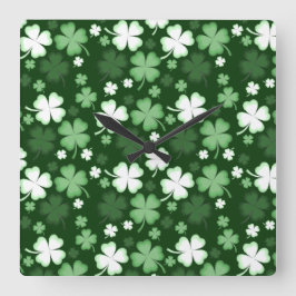 Grönt Shamrock, St. Patrick's Day Fyrkantig Klocka