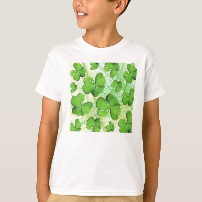 Grönt Shamrock St patrick's day Kids Sweatshirt T-shirt (Framsida)
