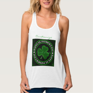 grönt Shamrock St patrick's day Linne Med Racerback