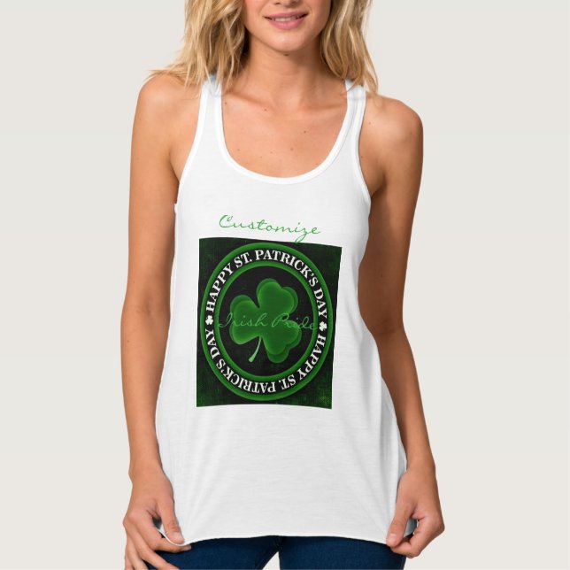 grönt Shamrock St patrick's day Linne Med Racerback (Framsida)