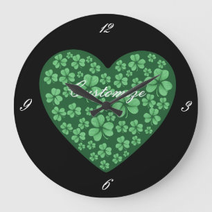 grönt Shamrock-St patrick's day Stor Klocka