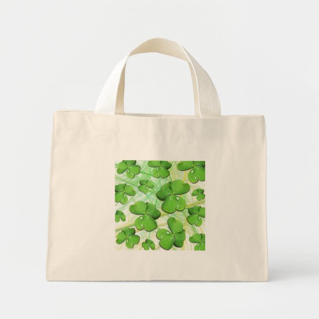 Grönt Shamrock St patrick's day Tiny Tote Bag Mini Tygkasse (Framsidan)