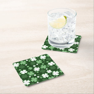 Grönt Shamrock, St. Patrick's Day Underlägg Papper Kvadrat