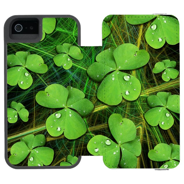 Grönt Shamrock St Patrick's iPhone 5 Fodral-Mate Incipio iPhone Wallet Skal (Folio Öppen)