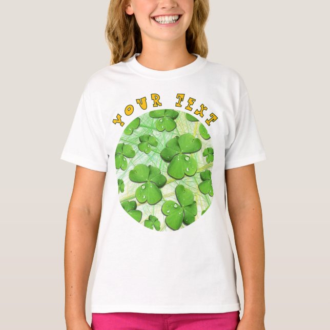 Grönt Shamrock St Patrick's T Shirt (Framsida)