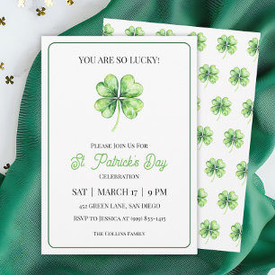 Grönt Shamrock Tur Simple St. Patrick's Day Party Inbjudningar
