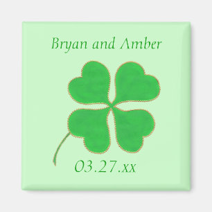 Grönt Shamrockguld pricker, sparade datum magnete Magnet